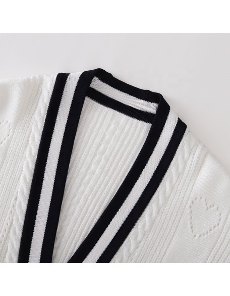 Knitwear manufacturer custom autumn v neck long sleeved wool knitted women's sweater cardigans