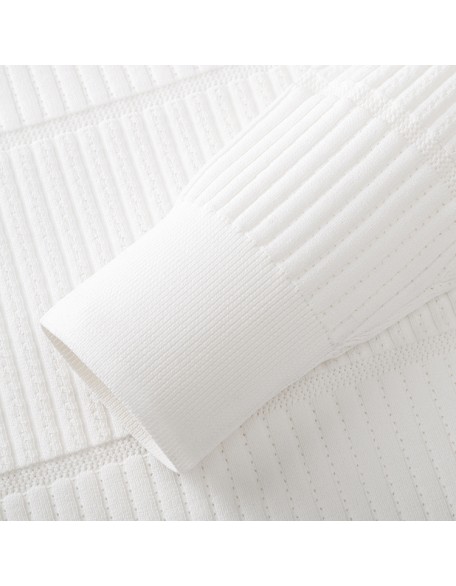 Knitwear manufacturers custom white rib cutout elegant casual sweater women new arrivals neck sweaters for women knit sweaters