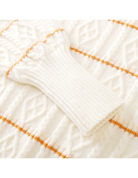 Knitwear manufacturers custom fall winter beige roundneck long sleeve casual woollen sweater for women knit sweater