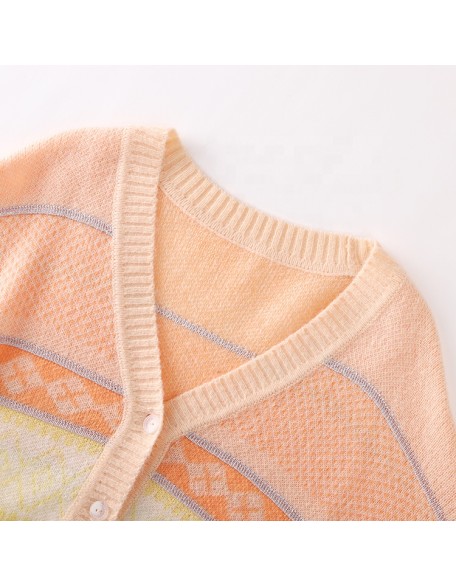 Knitwear manufacturer custom candy color v neck long sleeved women's sweater cardigans