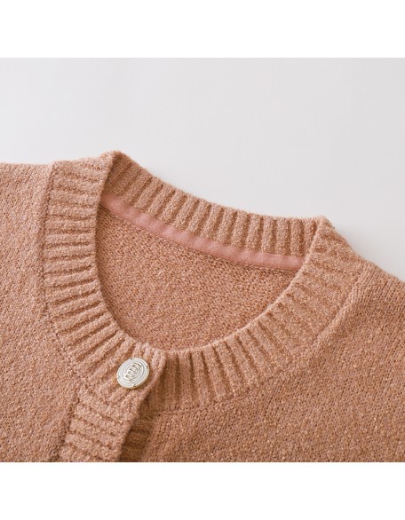 Knitwear manufacturers custom round neck long sleeve wool casual winter knit top cardigan women knitted sweater cardigan