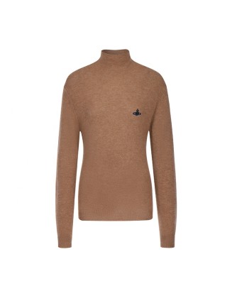 Knitwear manufacturers custom brown turtleneck casual cashmere knitted winter women's pullover sweater tops knit sweater women