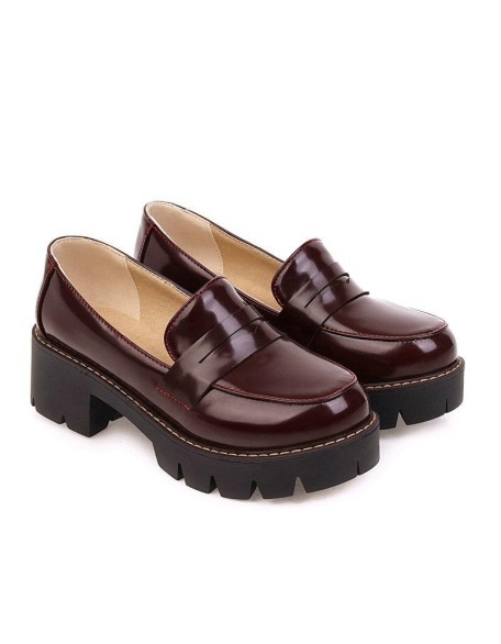 Loafer style PU material women flat creepers shoes hot selling boat shoes in stock factory price
