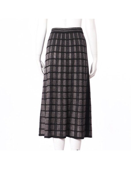 Knitwear Knit Long Skirt Manufacturer Custom New Design High Waist Stretch Check Women Computer Knit Check Pattern Adults Casual