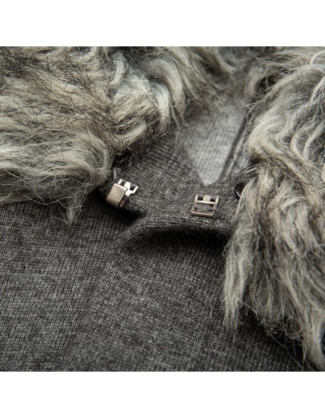Knitted Manufacturer's Medium and Long Fashion Fur Collar Cape Cape Women's Baggy Coat Batwing Sleeve Casual Polyester Lining