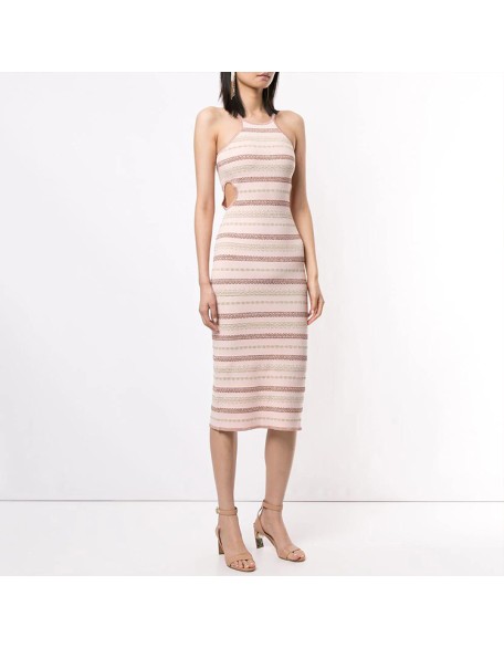 Knitwear manufacturers custom halter backless elegant dresses summer casual bodycon dress for woman sweater knit women's dresses