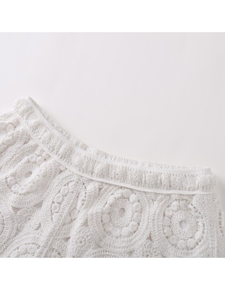 Knitwear manufacturers custom summer white fashion elegant mini women crochet skirt
