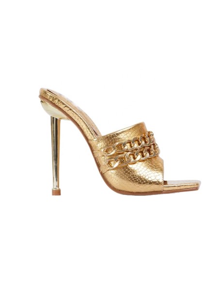 2021 Spring new gold color shoes girl mule shoes women of footwear vendors in cheng du