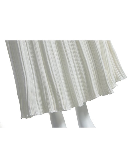 Spring 2021 hot selling high waisted white striped pleated women's knit skirt