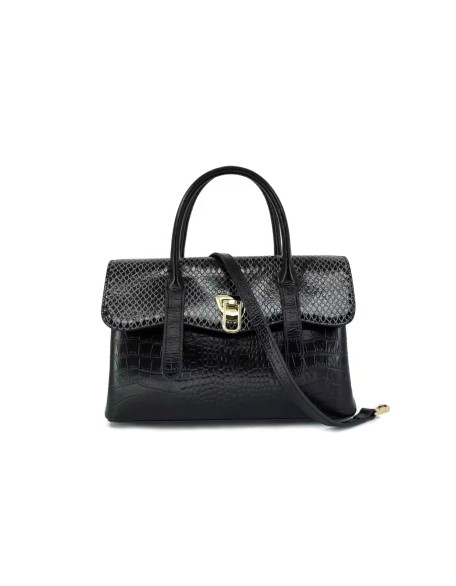 Top Quality Custom Logo Snake Skin Pattern Bag Genuine Cowhide Leather Black Tote bags for Women