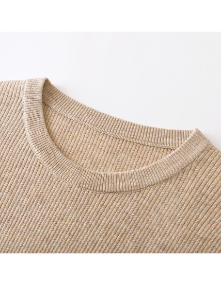 Knitwear manufacturers custom autumn winter roundneck long sleeve rib casual wool chunky sweater women knit sweater