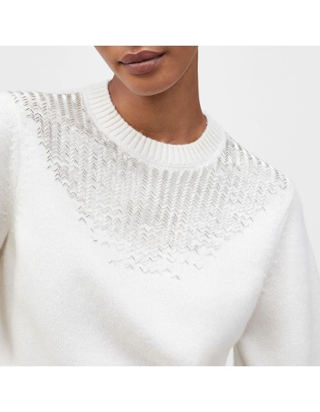 Knitwear manufacturers custom white round neck long sleeves wool elegant knitted fashion loose casual pullovers women sweater