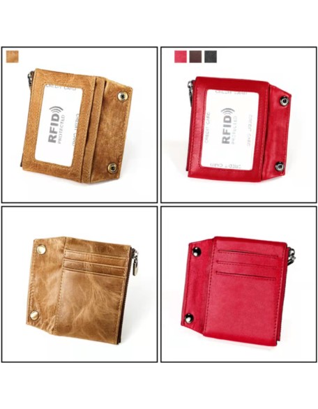 cappuccino RFID Genuine Cowhide Leather luxury Purse Casual Small Mini Leather Wallets Vintage Gents Mens Slim Wallet