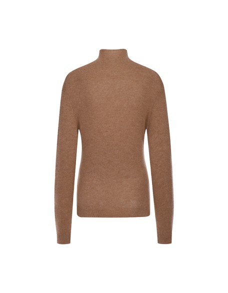 Knitwear manufacturers custom brown turtleneck casual cashmere knitted winter women's pullover sweater tops knit sweater women
