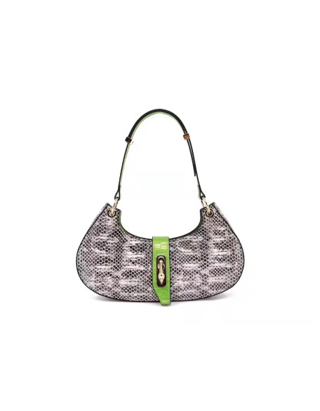 Factory Direct Sale Better Price Cowhide leather Crocodile Pattern Bag Half Moon Handbag