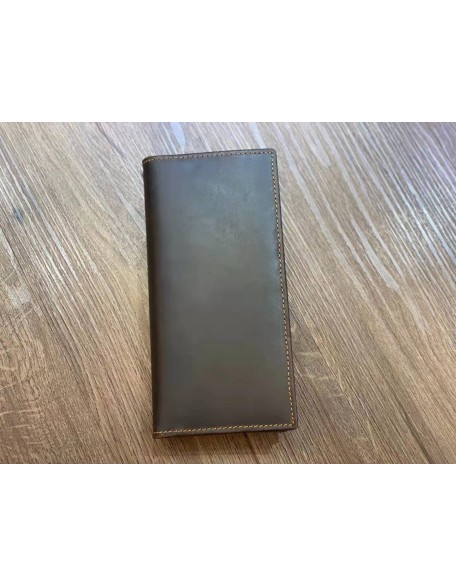 High Quality Long Style Credit Card Holder with Zipper Pocket Crazy Horse Leather High Capacity Wallet
