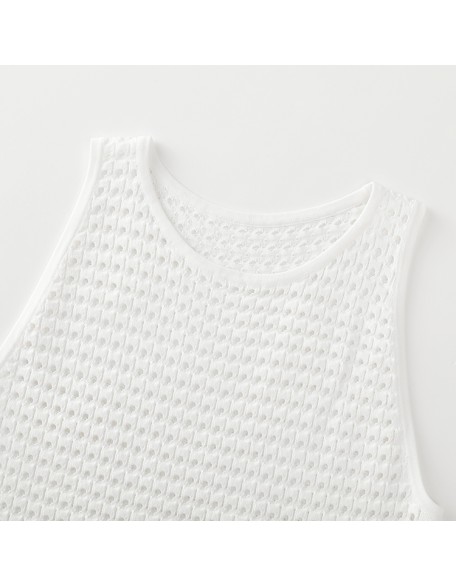 Knitwear manufacturers custom summer white sleeveless elegant casual korean dress women vintage sweater knit women's dresses