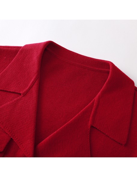 Knitwear manufacturers custom red casual wool blend knitted lady cardigan long sleeve sweater women knit sweater cardigan
