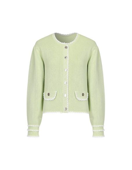 Knitwear manufacturers custom fall lace round neck long sleeve casual cardigan jacket for women knit sweater cardigan