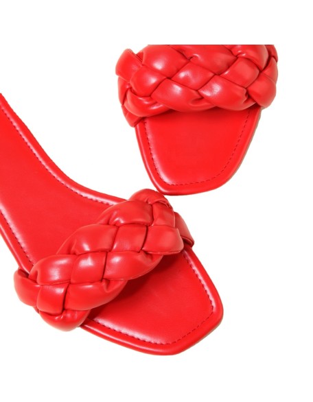 Light weight flat shoes women slip on ladies shoes PU braid upper material rubber out sole