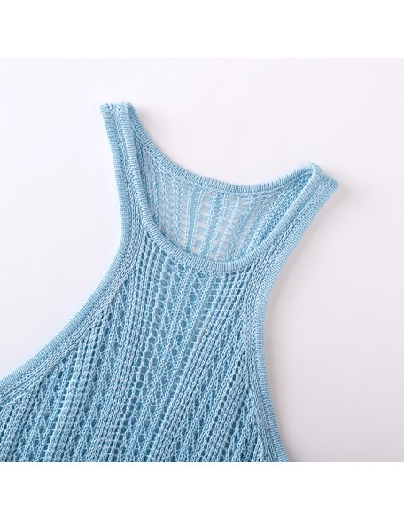 Knitwear manufacturers custom sleeveless elegant casual ladies summer dresses fashion clothing for women sweater knit dresses