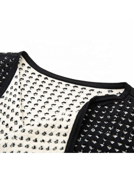 2021 winter new black classic lapel mid length slim lady knitted sweater coat