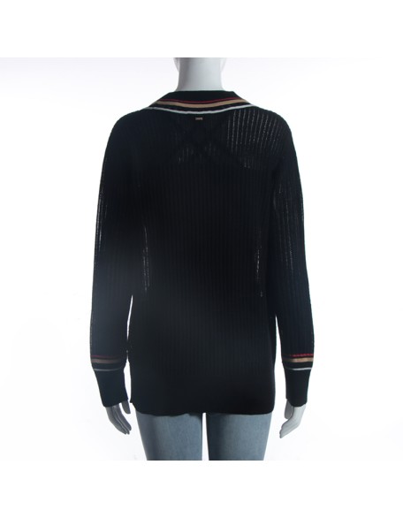 2021 Spring Autumn custom black v neck wool women knit sweater cardigan