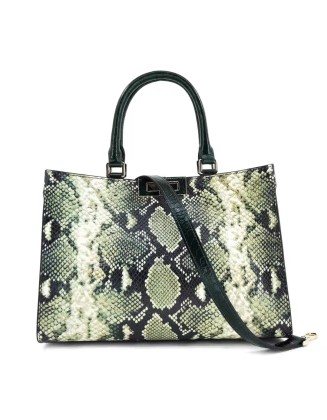 2022 designer trendy shoulder bag high quality wholesale tote bag snake pattern genuine leather handbag for women