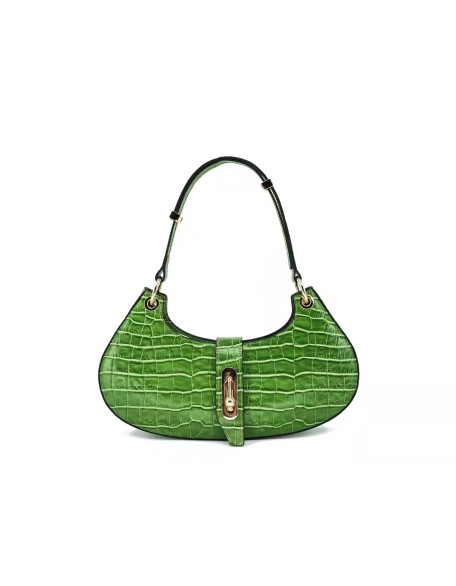 Factory Direct Sale Better Price Cowhide leather Crocodile Pattern Bag Half Moon Handbag