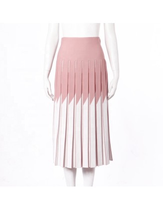Knitwear manufacturers custom summer high waist stretch knit pleated women's long skirt