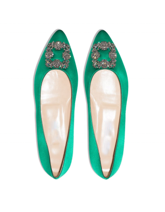 Sparkling ladies office shoes Satin  material women's casual walking flat shoes genuine leather outsole pointy toe soft cushion