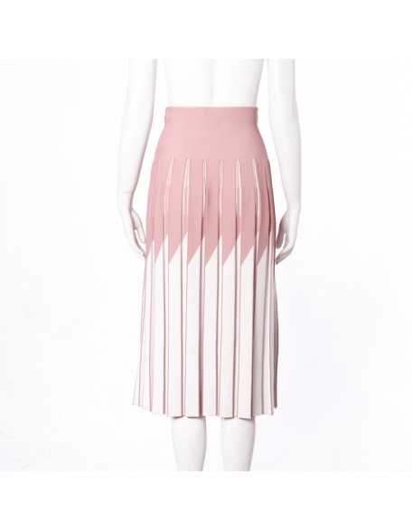 Knitwear manufacturers custom summer high waist stretch knit pleated women's long skirt