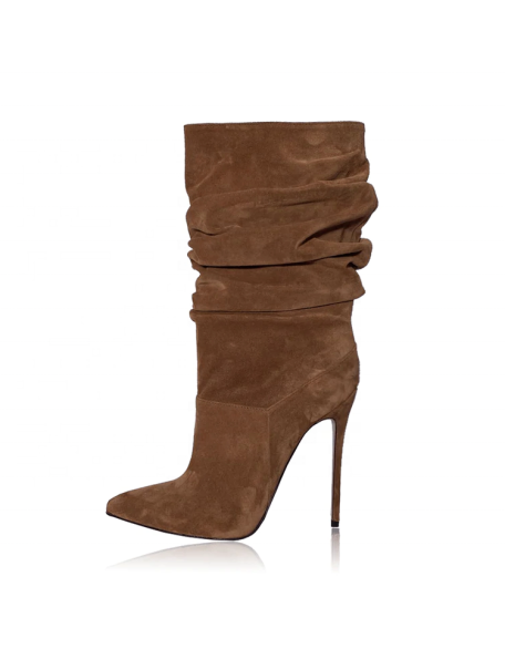 Soft upper genuine leather boots women's heels shoes wholesaler factory custom brand stiletto pumps