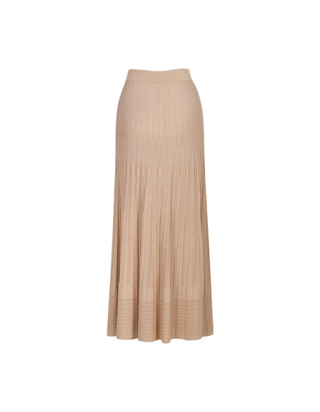 Knitwear manufacturers custom summer high waist elastic ribbed knit women's long skirt