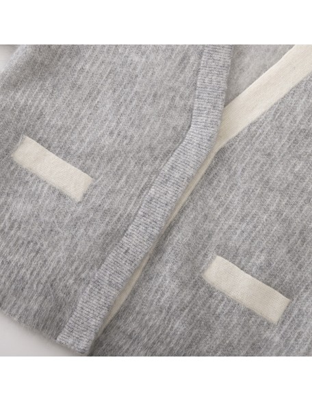 Knitwear manufacturer custom new fall v neck knit long sleeved coat knitted women sweater cardigans