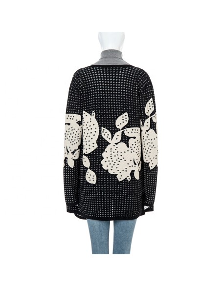 2021 winter new black classic lapel mid length slim lady knitted sweater coat