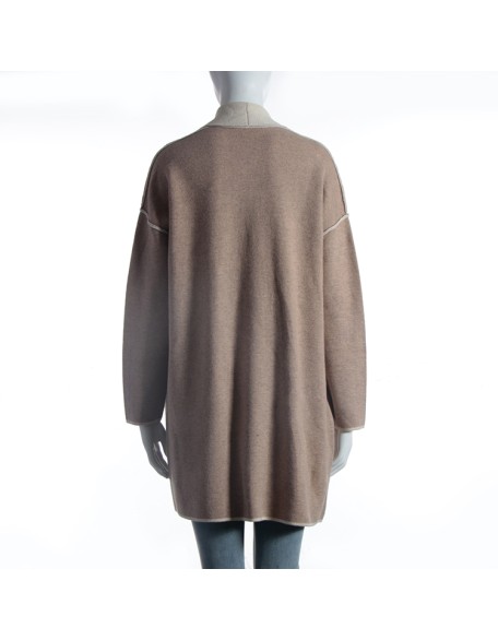 2021 factory custom fashion minimalist color block women's cardigan autumn winter lady long sweater coat
