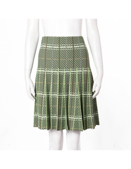 Knitwear manufacturers custom summer check high waist slim knit pleated women's skirt