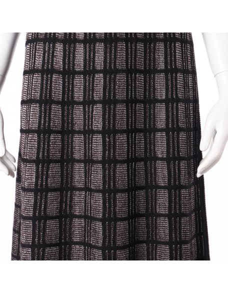 Knitwear Knit Long Skirt Manufacturer Custom New Design High Waist Stretch Check Women Computer Knit Check Pattern Adults Casual