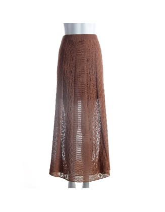 Custom summer beach wear knitted hollow sexy women's dress Maxi knit long skirt woman