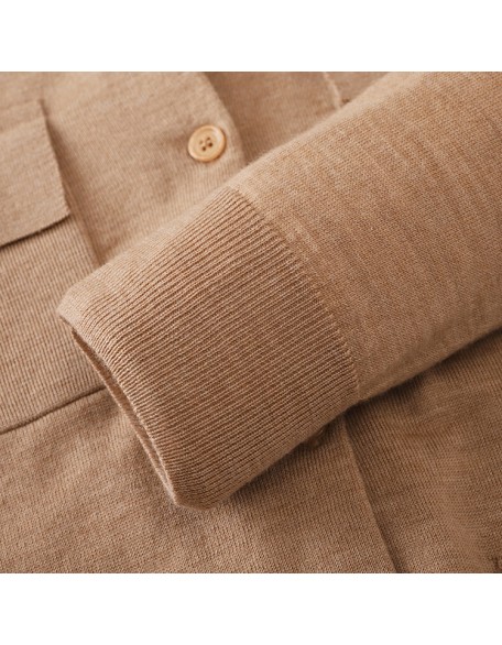 Knitwear manufacturer custom vintage pure color pockets knit jacket cardigan women's sweater