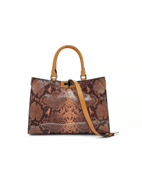 2022 designer trendy shoulder bag high quality wholesale tote bag snake pattern genuine leather handbag for women