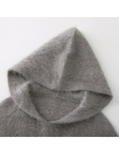 Knitwear manufacturers custom hooded fluffy cashmere fashion loose casual pullovers women sweater knit sweater women