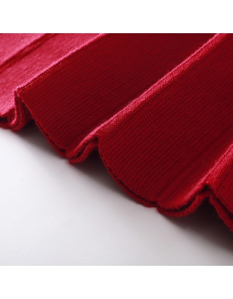 Knitwear manufacturers custom red high waist elegant casual wool blend pleated skirt maxi skirts for women long knit skirts