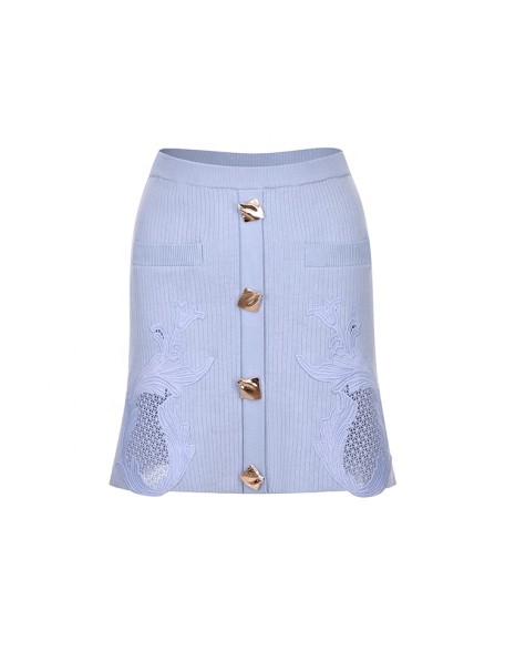 Knitwear manufacturers custom summer high waist mini jacquard rib elegant casual skirts for women stylish knitted women's skirts