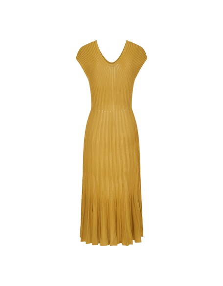 Knitwear manufacturers custom summer v neck sleeveless elegant casual gold dresses women party sweater knit women's dresses