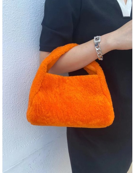 New  arrival classical style sheep fur mini autumn winter handbag for women woollen soft material shoulder bag for ladies