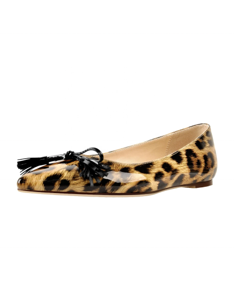 Leopard Pointed toe patent color china Bling mules flat shoes for women and ladies