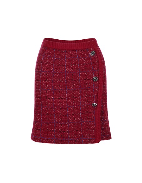 Knitwear manufacturers custom spring 2023 red sexy fashion casual mini wool blend skirts for women vintage knitted womens skirts