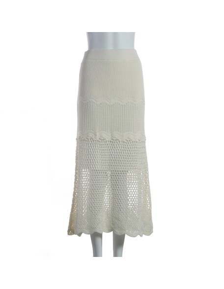 2021 summer white new women's knit fabric high waist fashion casual a word skirt